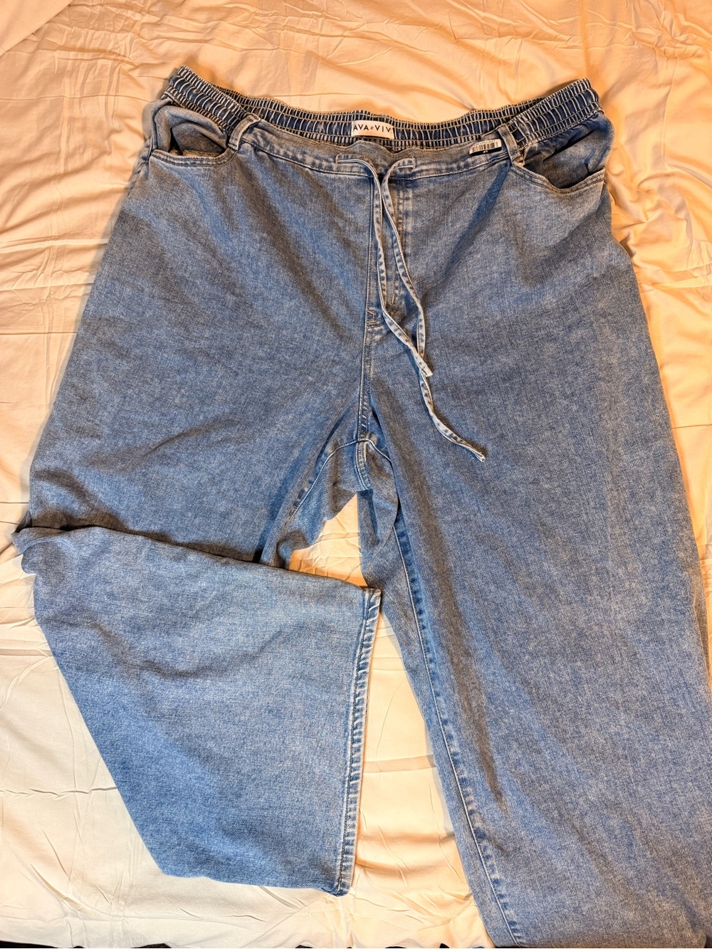 Ava & Viv Light Blue Relaxed Drawstring Jeans